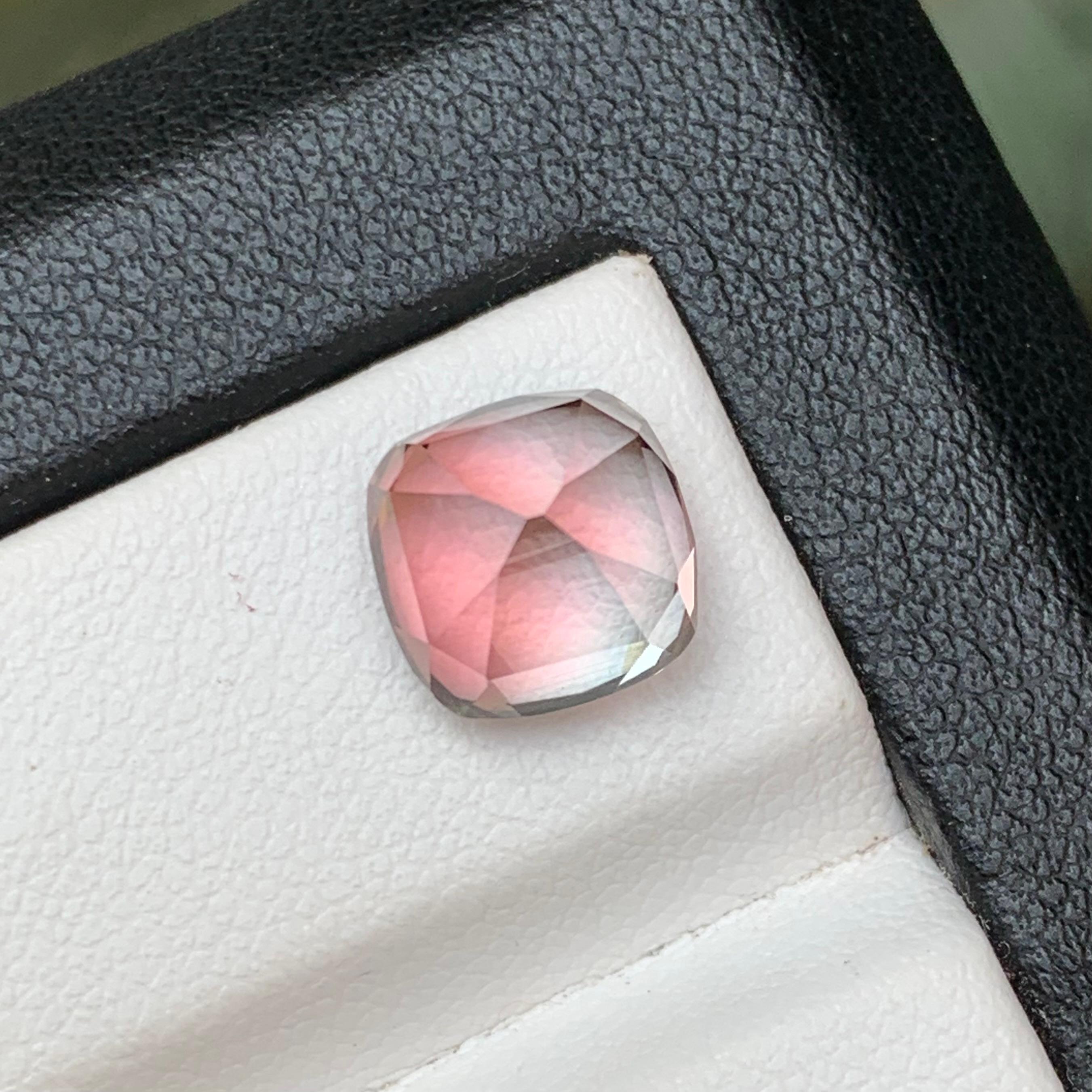 Pink Bicolor Natural Tourmaline Ring Loose Gemstone 4.15 Ct Cushion Cut-Jewelry For Sale 1