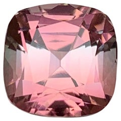Bague en tourmaline naturelle rose bicolore, pierre précieuse non sertie de 4,15 carats, taille coussin