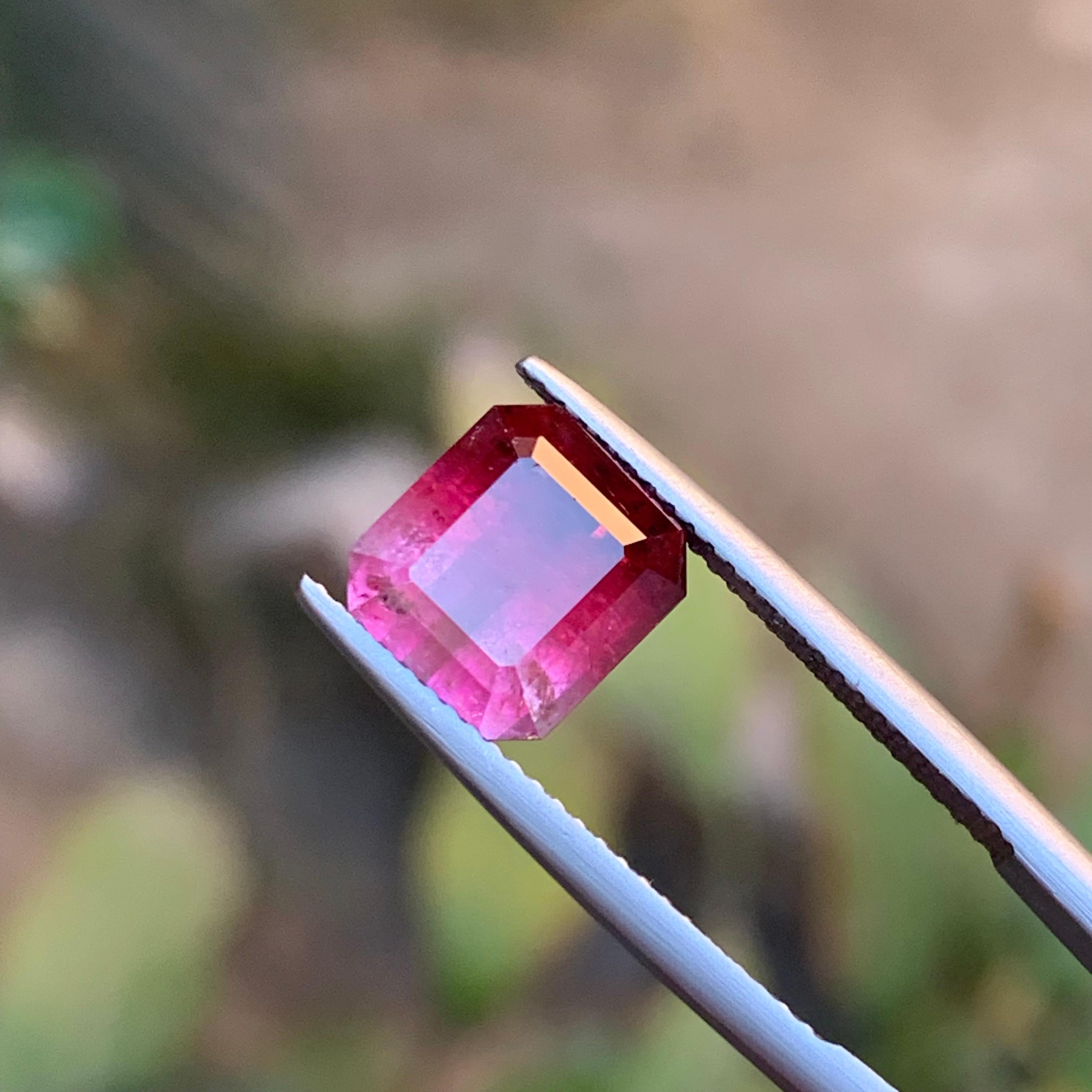 Pink Bicolor Natural Tourmaline Ring Loose Gemstone 4.70 Ct Emerald Cut Jewelry For Sale 5