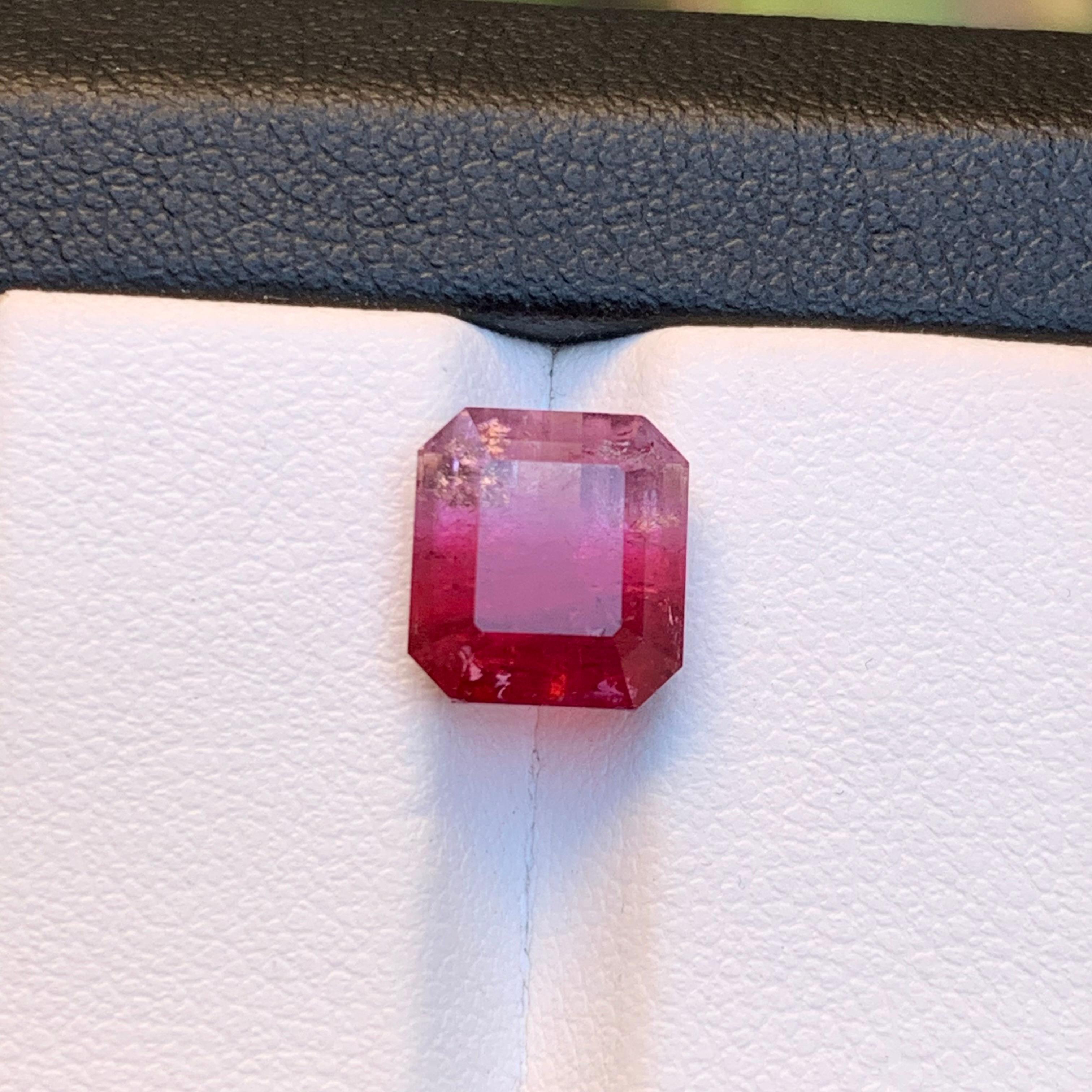 Pink Bicolor Natural Tourmaline Ring Loose Gemstone 4.70 Ct Emerald Cut Jewelry For Sale 8