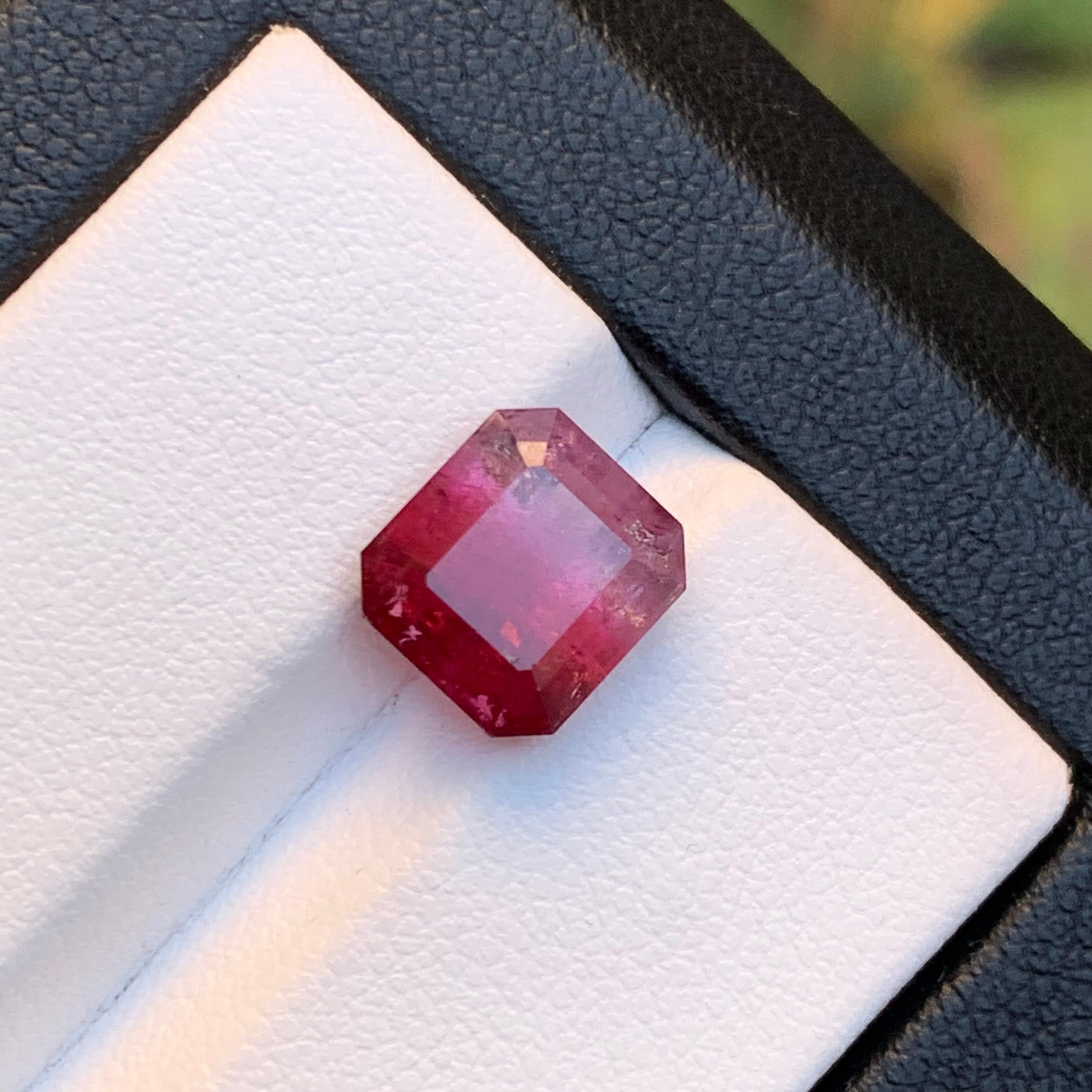 Contemporary Pink Bicolor Natural Tourmaline Ring Loose Gemstone 4.70 Ct Emerald Cut Jewelry For Sale