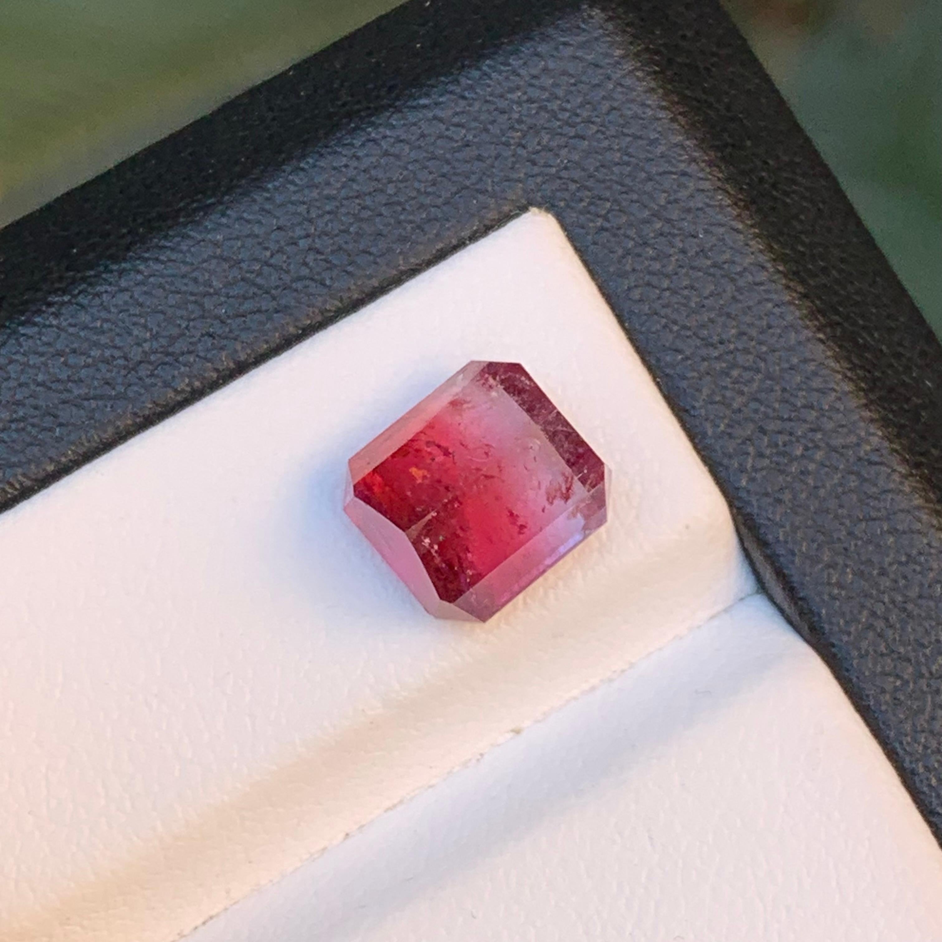 Women's or Men's Pink Bicolor Natural Tourmaline Ring Loose Gemstone 4.70 Ct Emerald Cut Jewelry For Sale