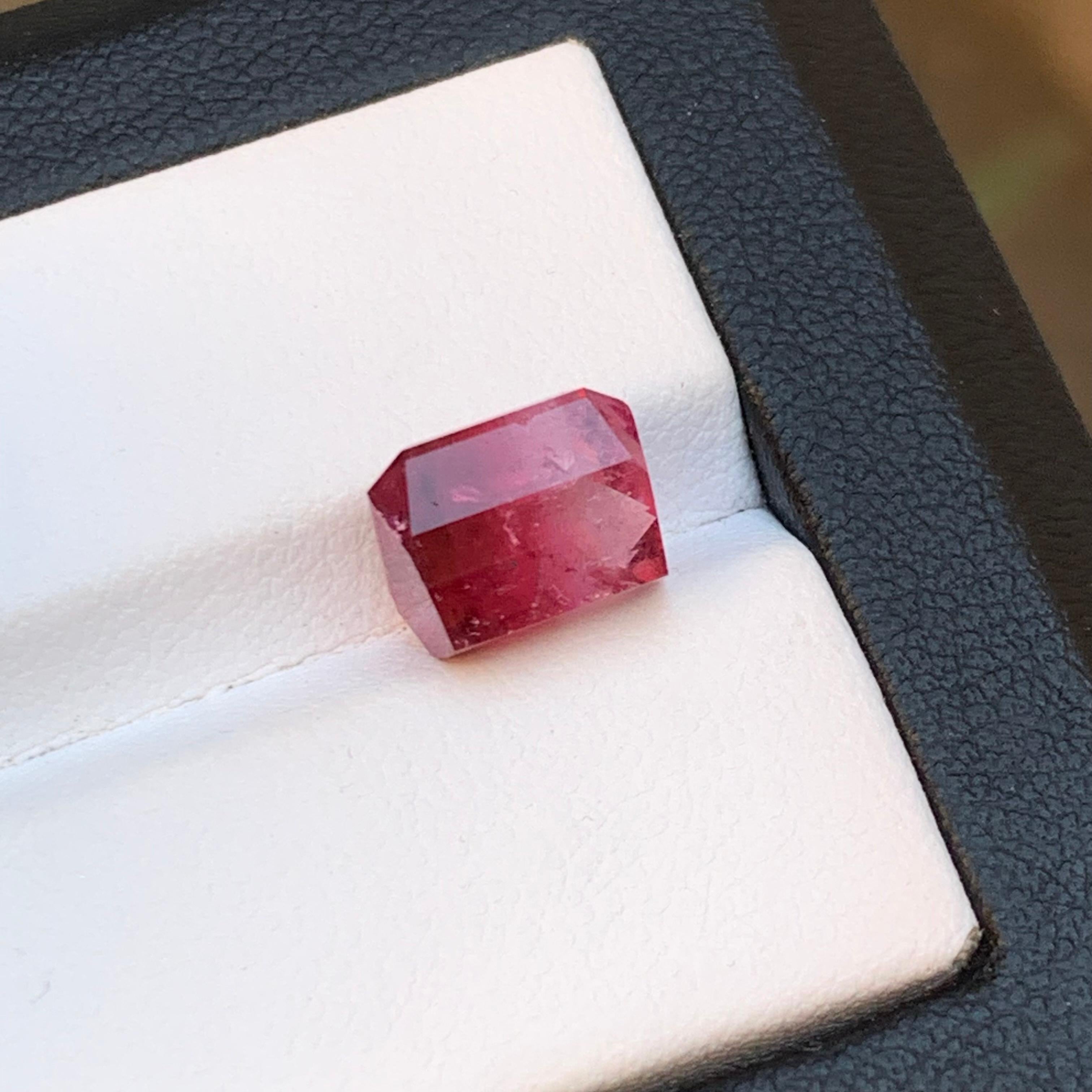 Pink Bicolor Natural Tourmaline Ring Loose Gemstone 4.70 Ct Emerald Cut Jewelry For Sale 1