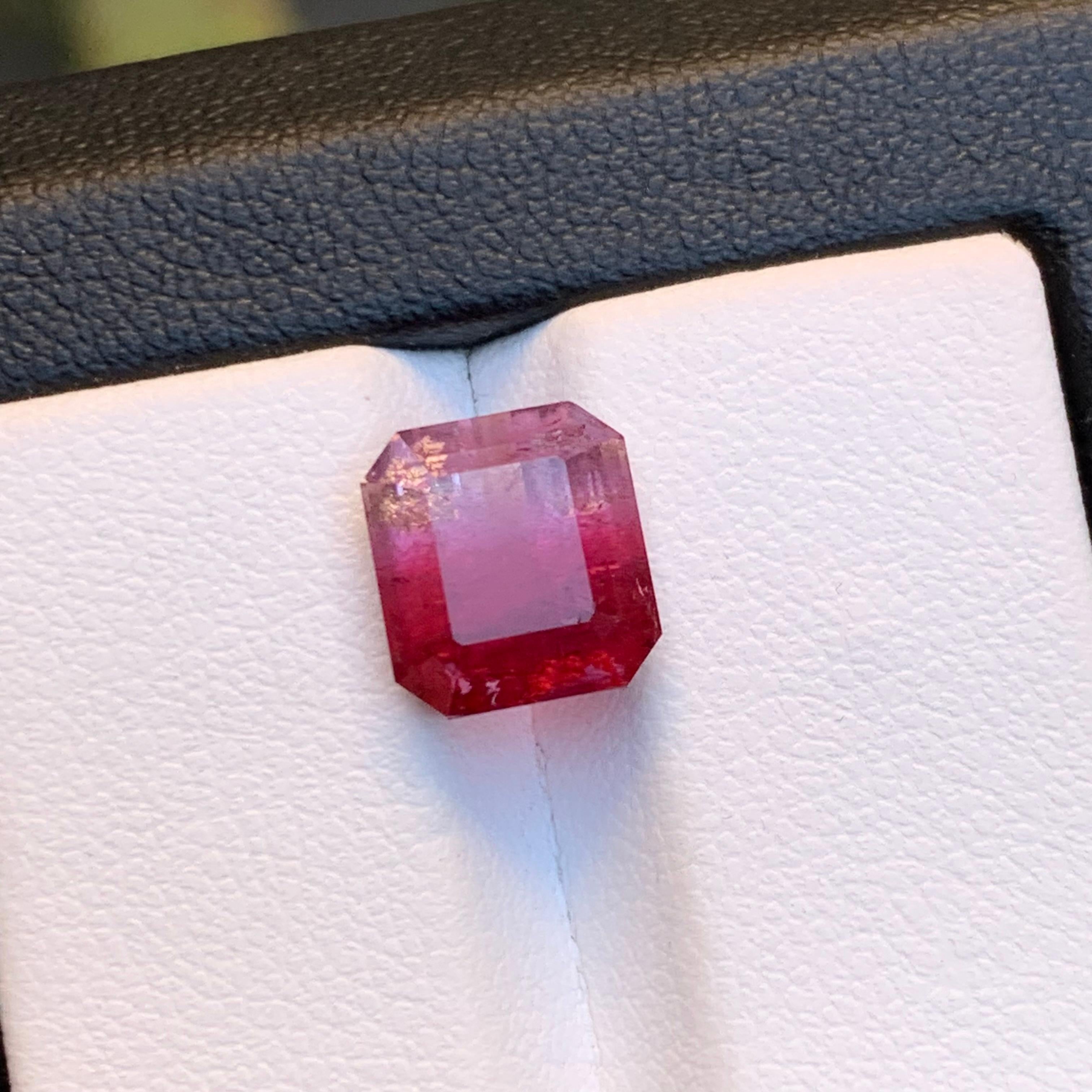 Pink Bicolor Natural Tourmaline Ring Loose Gemstone 4.70 Ct Emerald Cut Jewelry For Sale 4