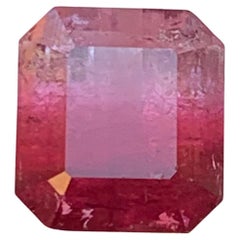 Pink Bicolor Natural Tourmaline Ring Loose Gemstone 4.70 Ct Emerald Cut Jewelry