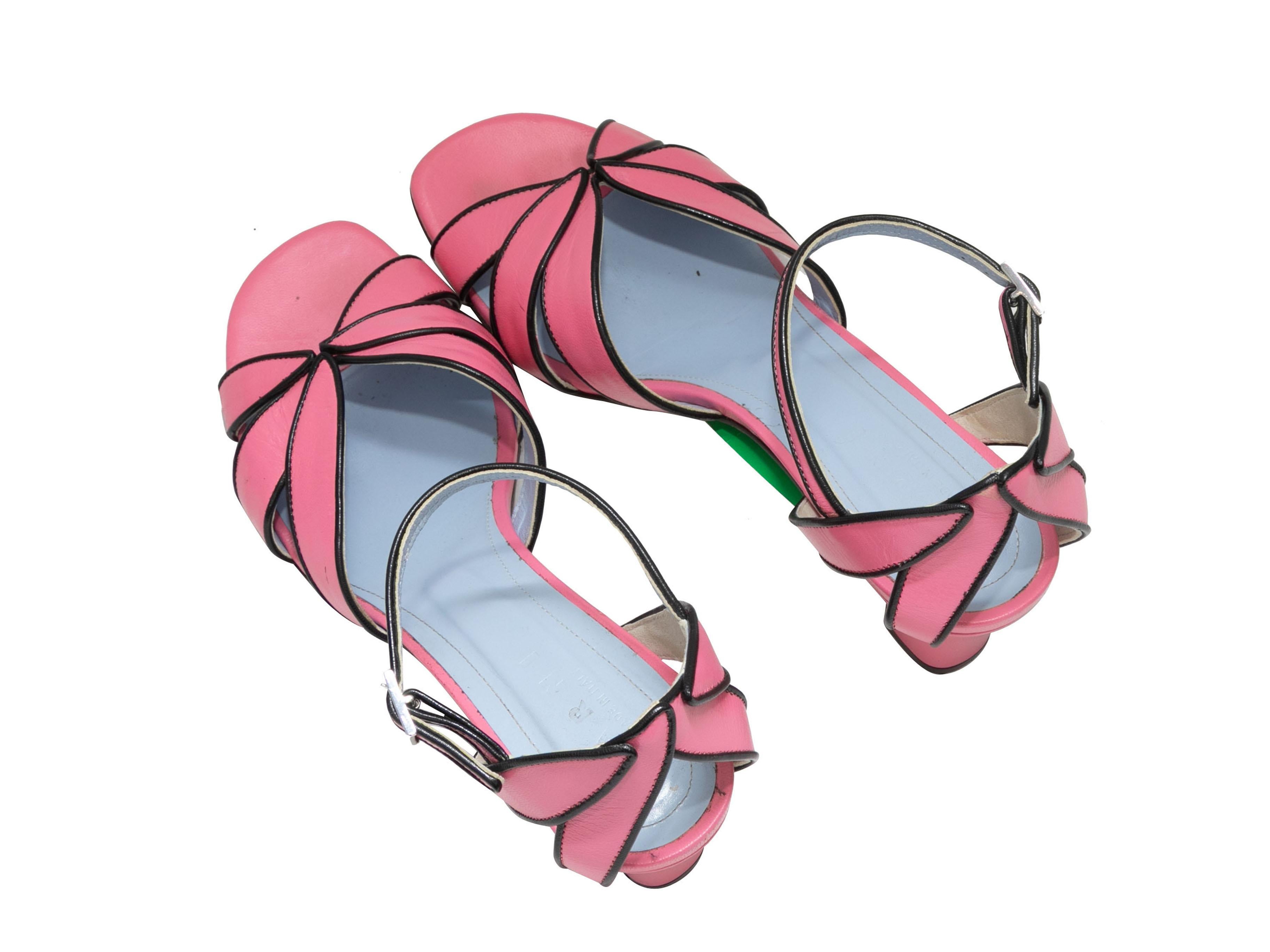 Sandalias de tacón de piel rosa y negra de Marni talla 40 Rosa en venta