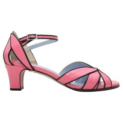 Rosa & Schwarze Marni Ledersandalen mit Absatz in Rosa & Schwarz Größe 40