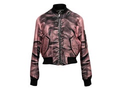 Pink & Black Moschino Couture Graphic Print Nylon Bomber Jacket Size US 8