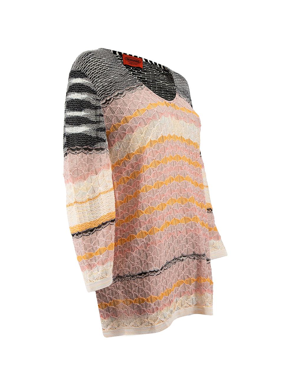 CONDITION is Very good. Minimal wear to top is evident. Minimal loose threads at the hemline on this used Missoni designer resale item.
 
 Details
  Multicolour
 Viscose
 Long sleeve
 V neck
 Elasticated hemline and sleeves
 Relaxed fit
 Slip-on
 
