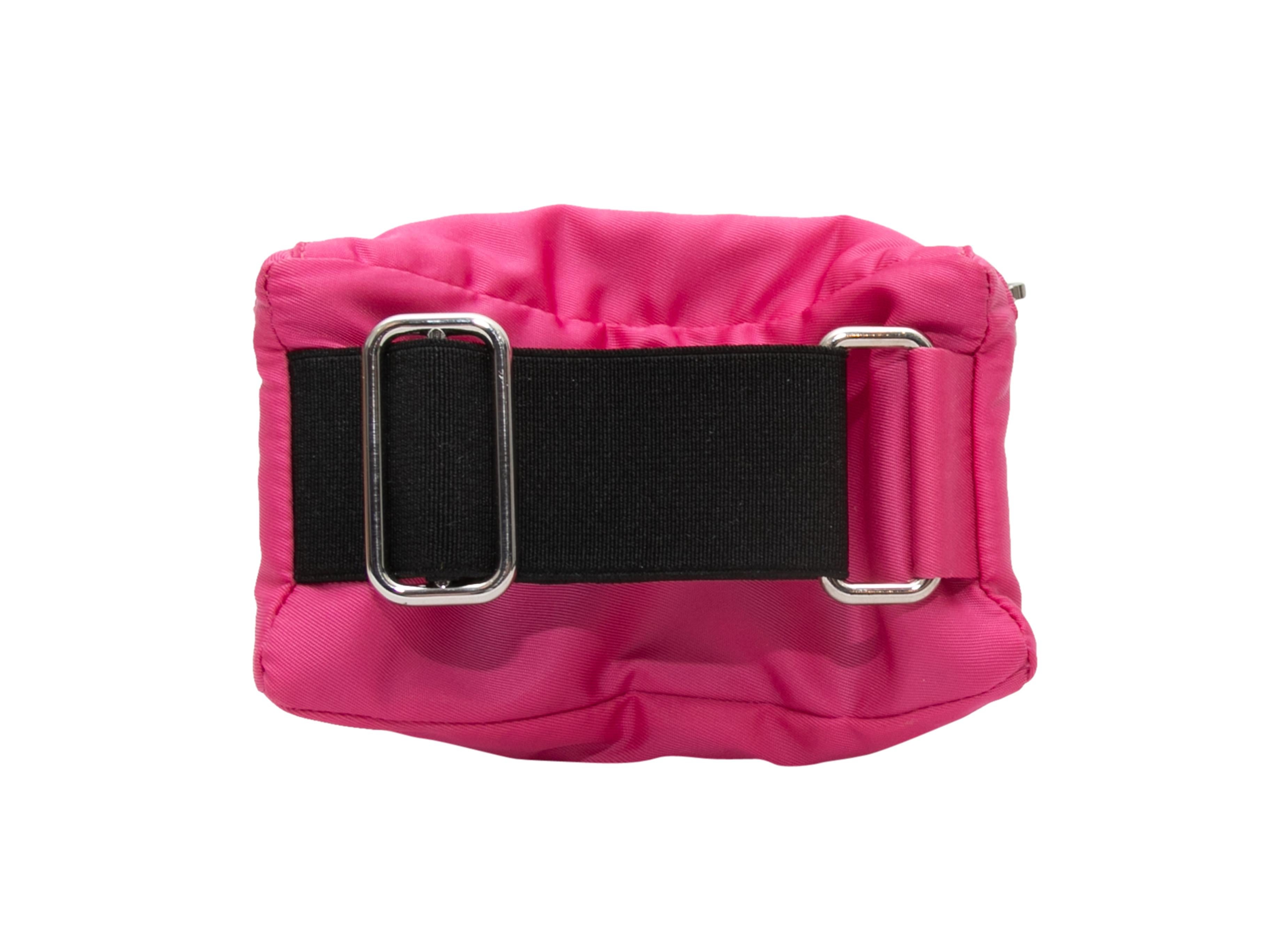 Pink & Black Prada Re-Nylon Wristlet Pouch In Good Condition For Sale In New York, NY