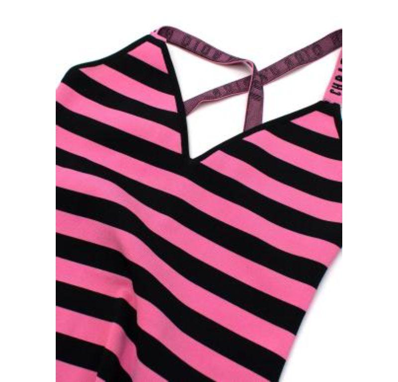 Women's Pink & Black Striped J'Adior Stretch Knit Bodysuit For Sale