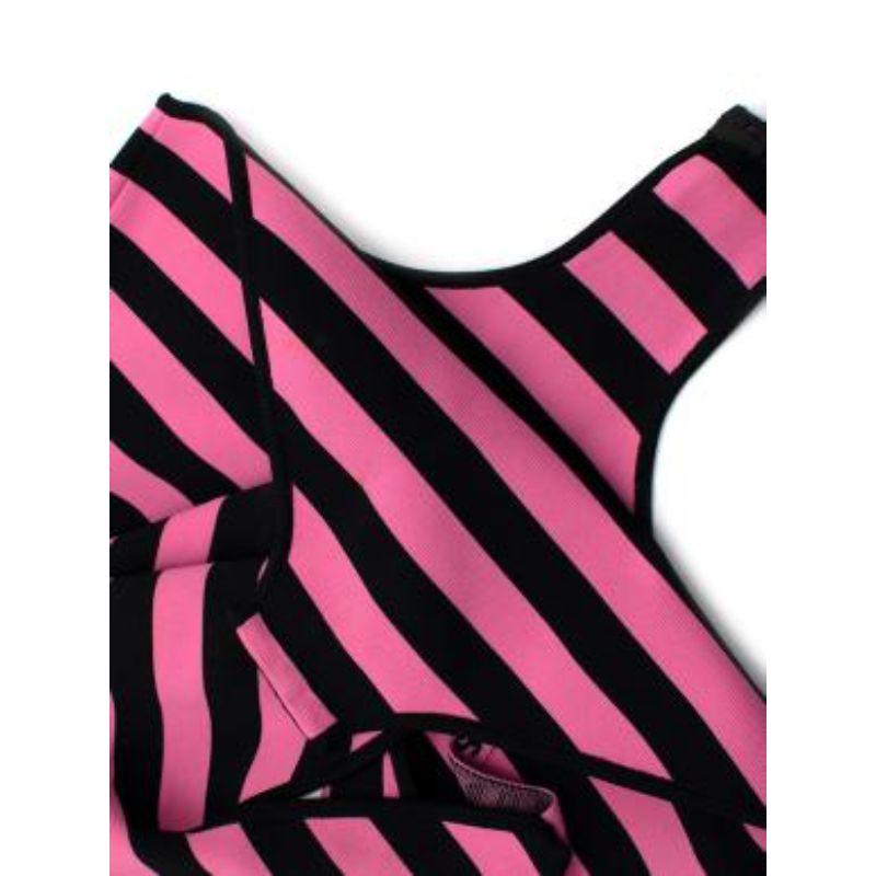 Women's Pink & Black Striped J'Adior Stretch Knit Bodysuit For Sale