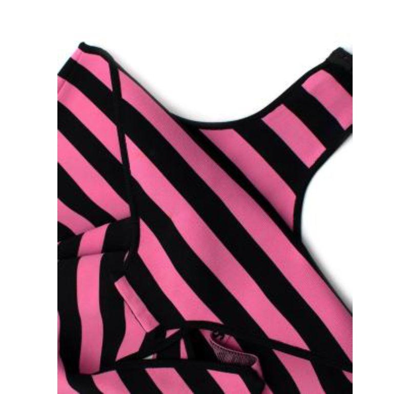 Pink & Black Striped J'Adior Stretch Knit Bodysuit For Sale 1