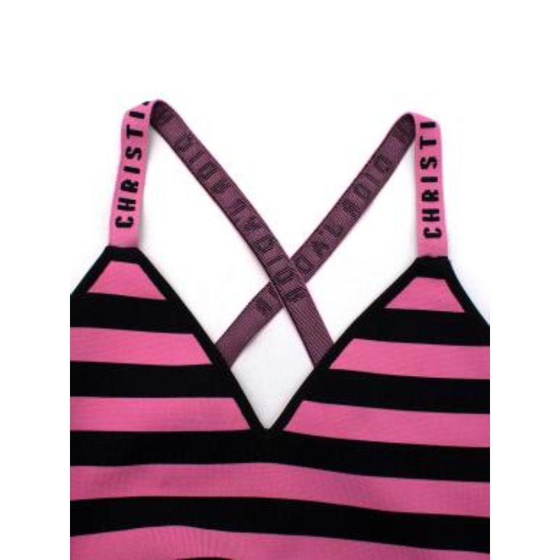 Pink & Black Striped J'Adior Stretch Knit Bodysuit For Sale 1