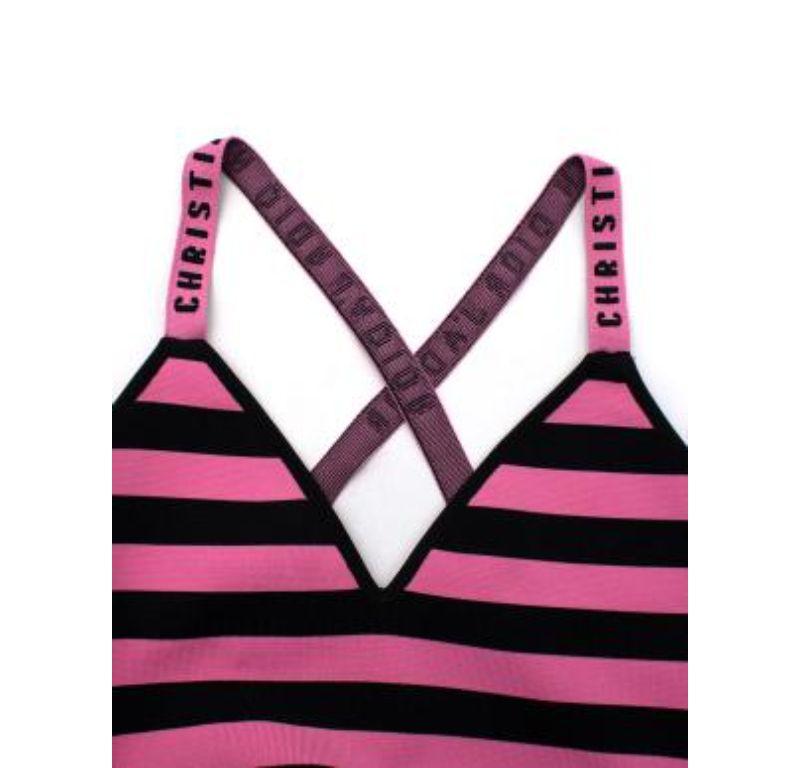 Pink & Black Striped J'Adior Stretch Knit Bodysuit For Sale 2