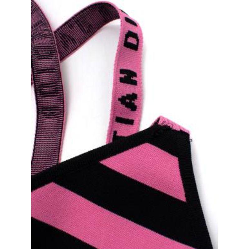 Pink & Black Striped J'Adior Stretch Knit Bodysuit For Sale 2