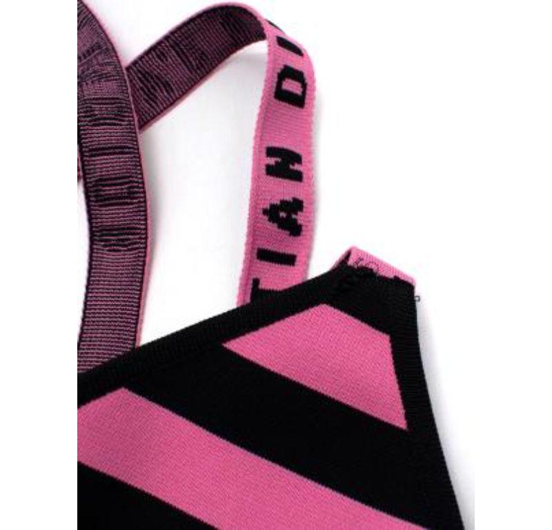 Pink & Black Striped J'Adior Stretch Knit Bodysuit For Sale 3
