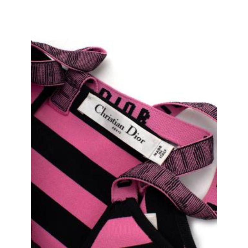 Pink & Black Striped J'Adior Stretch Knit Bodysuit For Sale 3