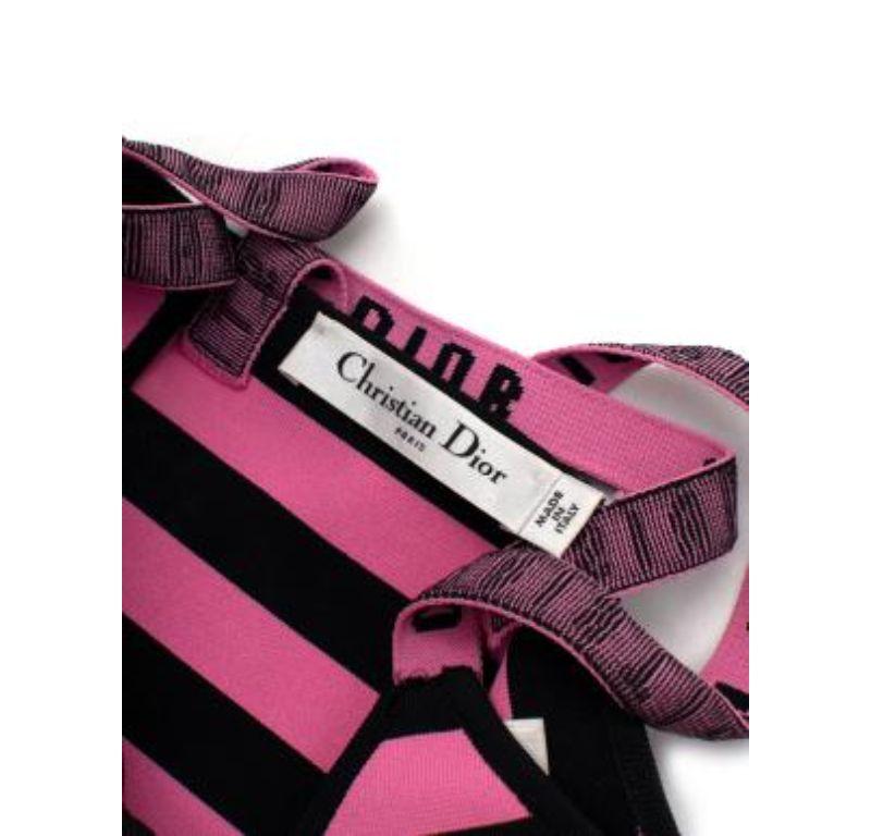 Pink & Black Striped J'Adior Stretch Knit Bodysuit For Sale 4