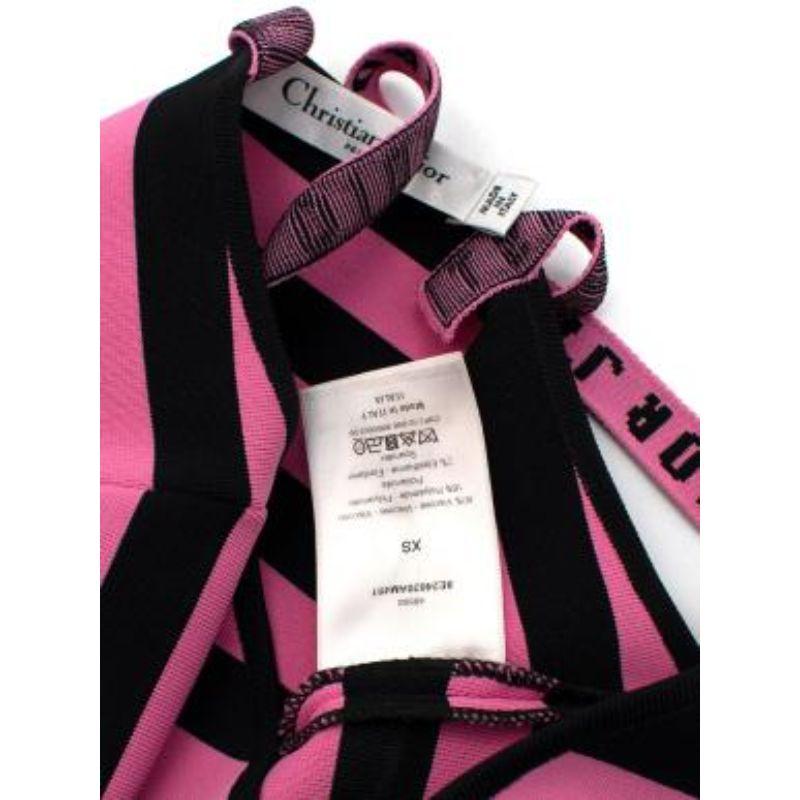 Pink & Black Striped J'Adior Stretch Knit Bodysuit For Sale 4