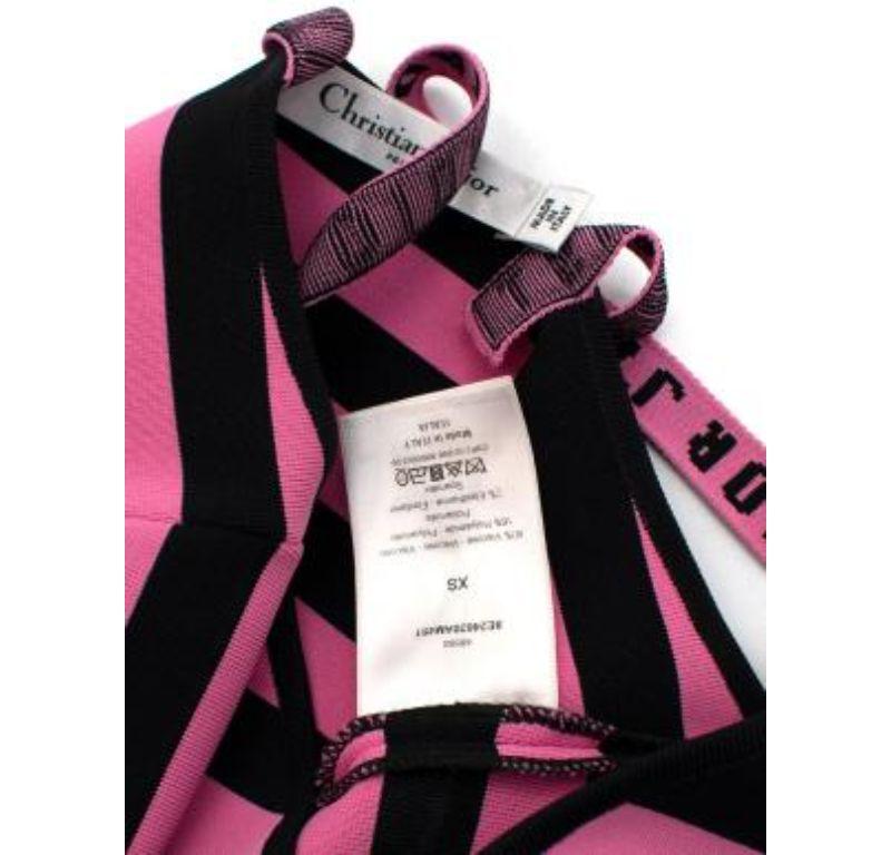 Pink & Black Striped J'Adior Stretch Knit Bodysuit For Sale 5