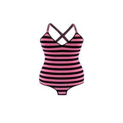 Pink & Black Striped J'Adior Stretch Knit Bodysuit
