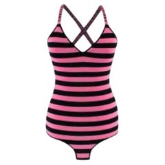 Pink & Black Striped J'Adior Stretch Knit Bodysuit