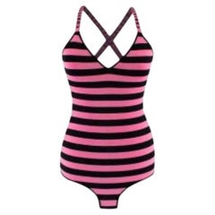 Pink & Black Striped J'Adior Stretch Knit Bodysuit