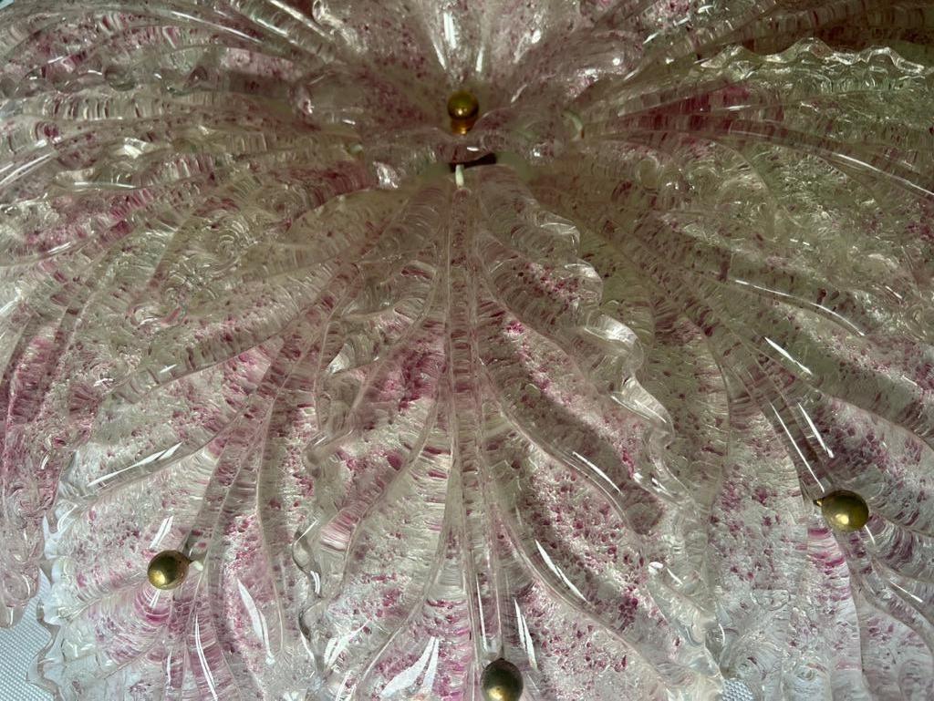 Plafonnier de Murano précieux rose fleuri, 1980 en vente 2