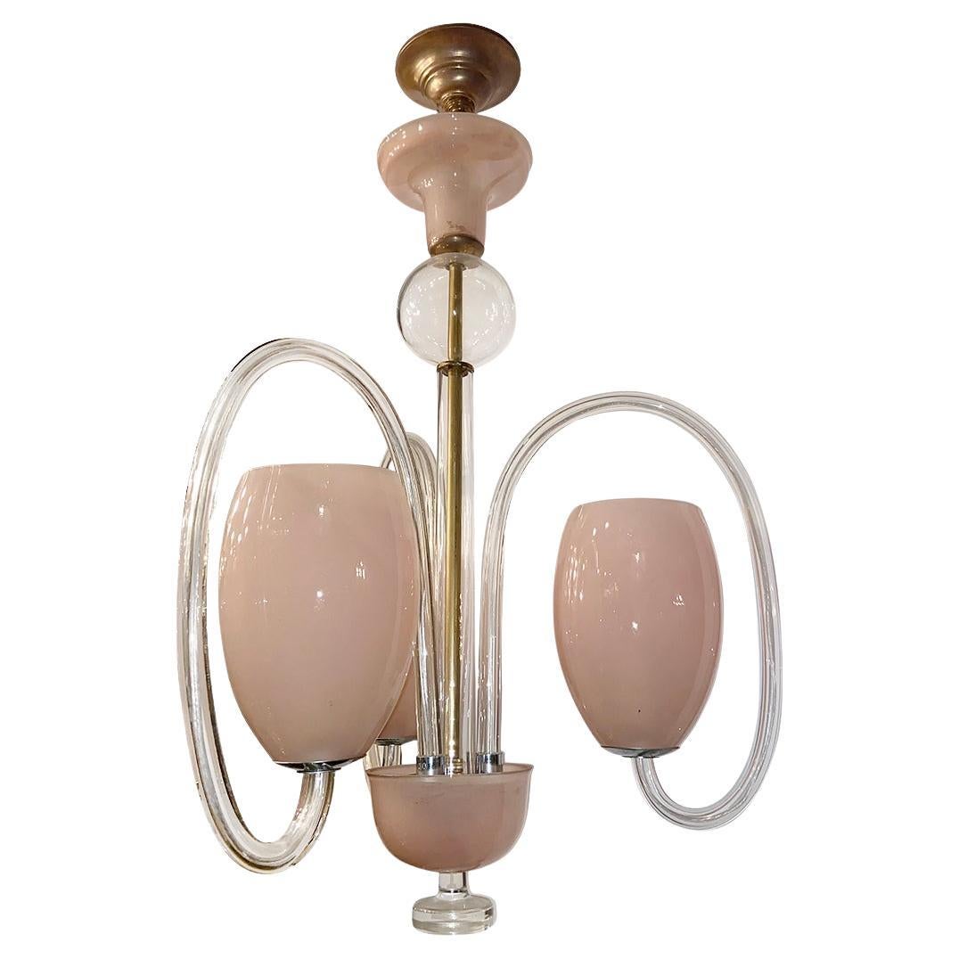 Luminaire en verre soufflé rose
