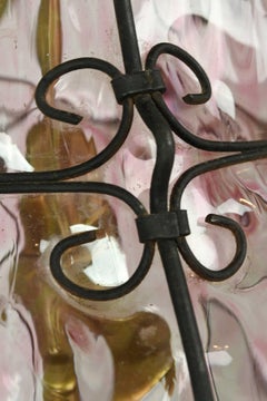 Pink Blown Glass Midcentury Bubble Pendant