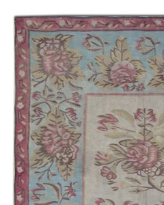 Rare Antique Bessarabian Kilim Rug 1870s Floral Wool Flatweave Carpet 176x271cm