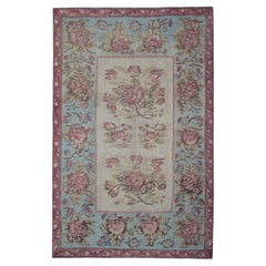 Rosa 
Blau Bessarabian Kilim Teppich 1870s Floral Wolle Flachgewebe Teppich 176x271cm