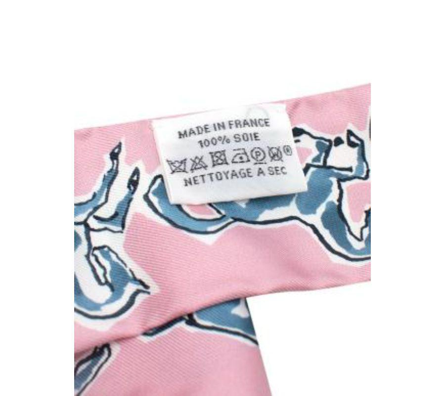 Hermes Pink & Blue Cheveux en Liberte Silk twilly For Sale 2