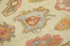 Pink & Blue Floral Design Handwoven Wool Turkish Oushak Rug 4'1" x 6'3"