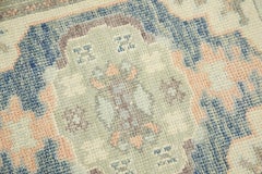 Pink & Blue Geometric Design Handwoven Wool Turkish Oushak Rug