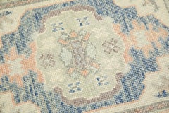 Pink & Blue Geometric Design Handwoven Wool Turkish Oushak Rug
