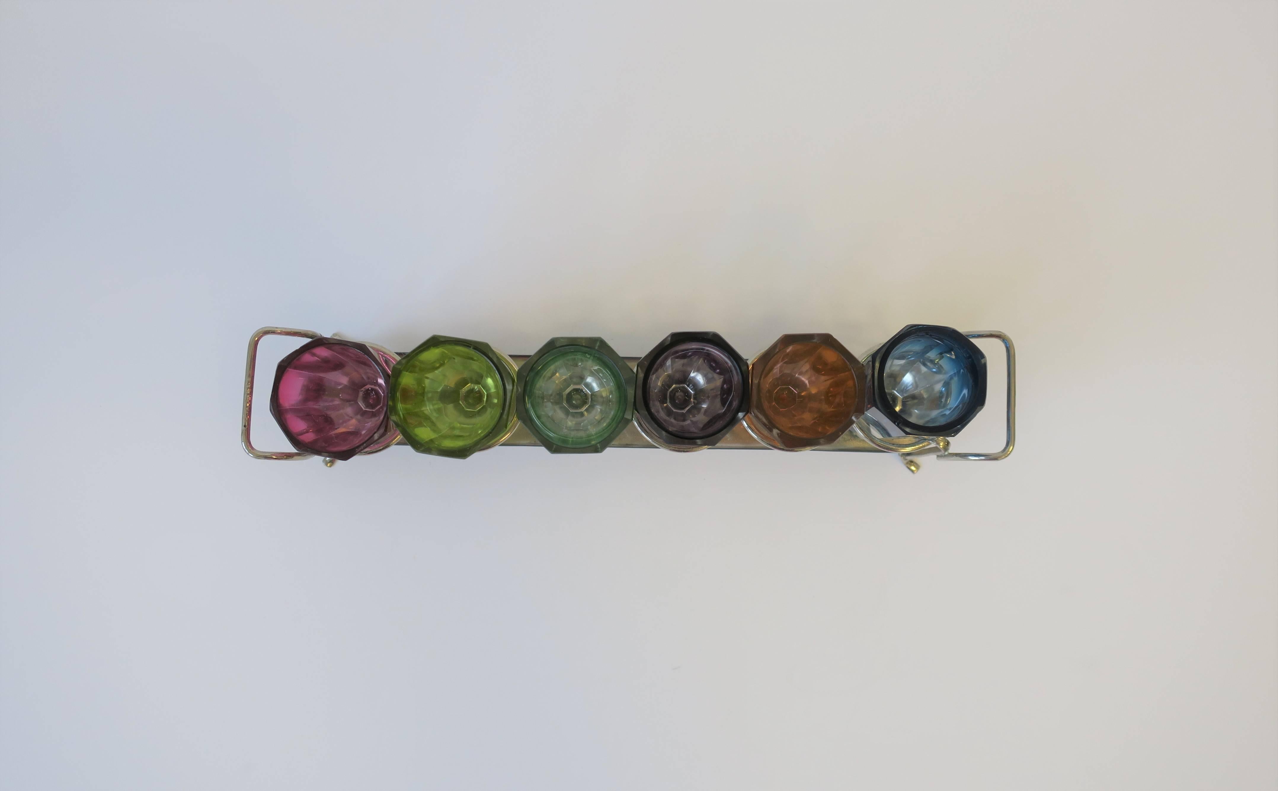 Pink Blue Green Bohemian Crystal Shot Glasses after Baccarat, Set of 6 5