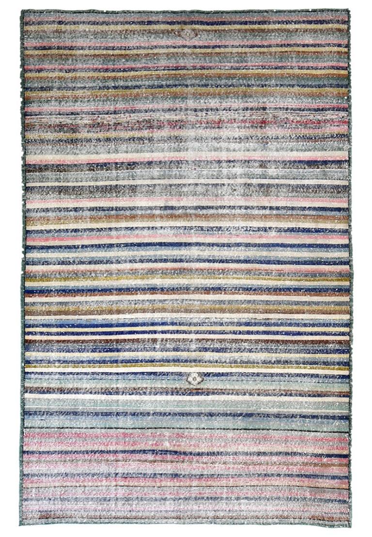 20th Century Pink & Blue Striped Kilim 10’4″ x 6′ For Sale