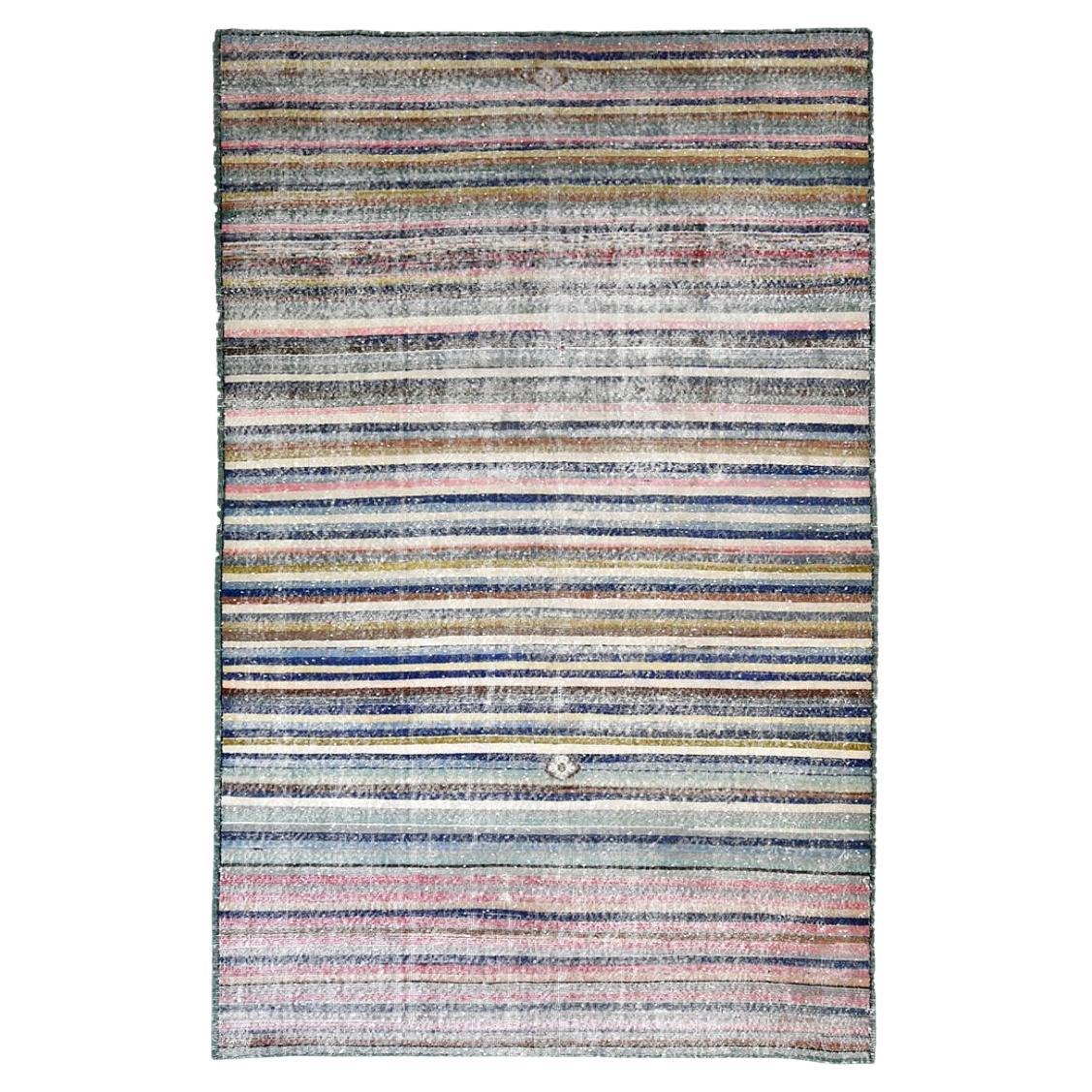Pink & Blue Striped Kilim 10’4″ x 6′ For Sale