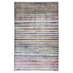 Vintage Pink & Blue Striped Kilim 10’4″ x 6′