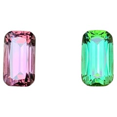 Rosa & bläulich-grüner natürlicher Turmalin Paar 4,35 Ct Cushion Cut lose Edelsteine