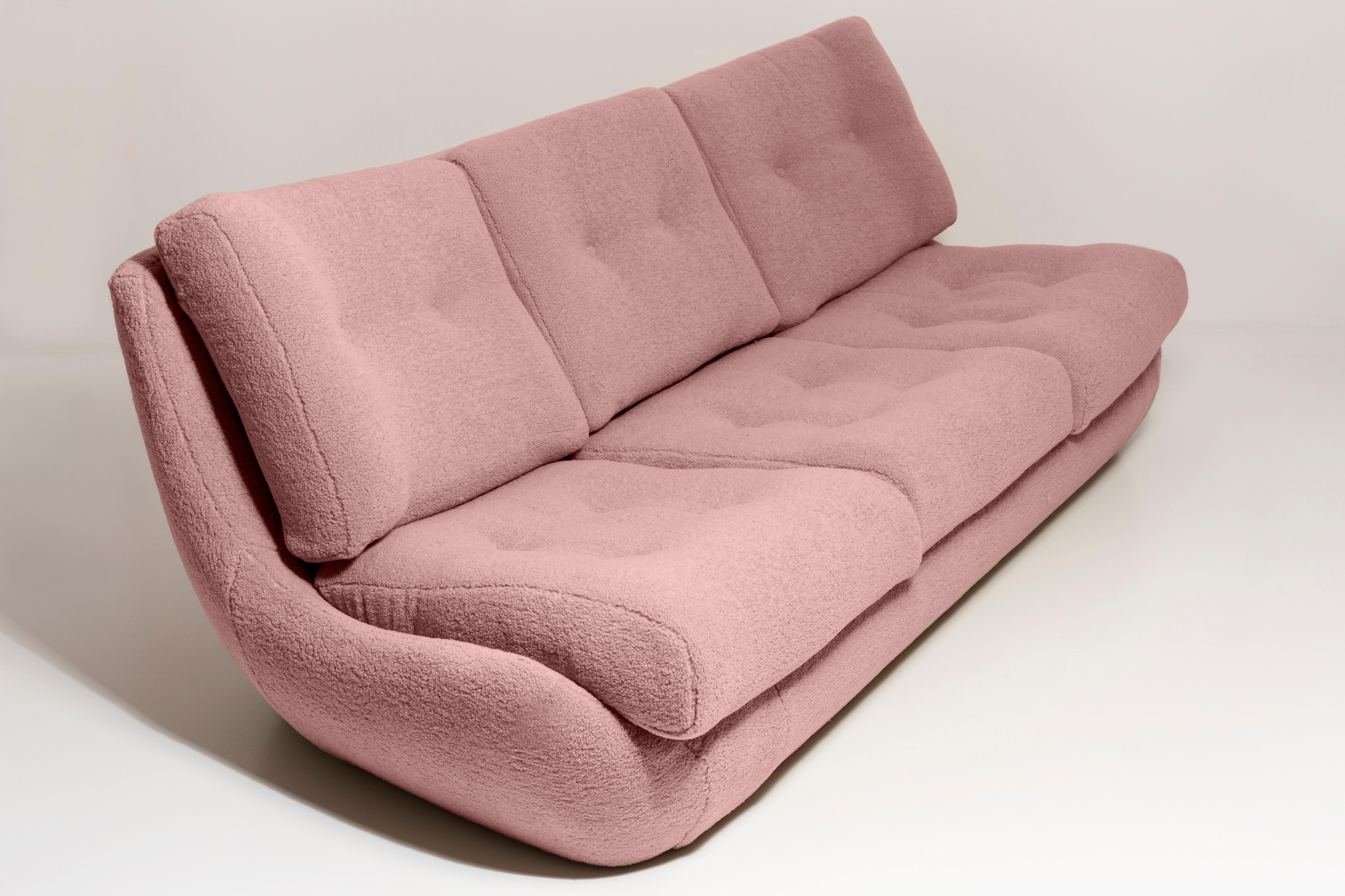 Velvet Pink Blush Boucle Atlantis Sofa and Armchairs, Europe, 1960s For Sale