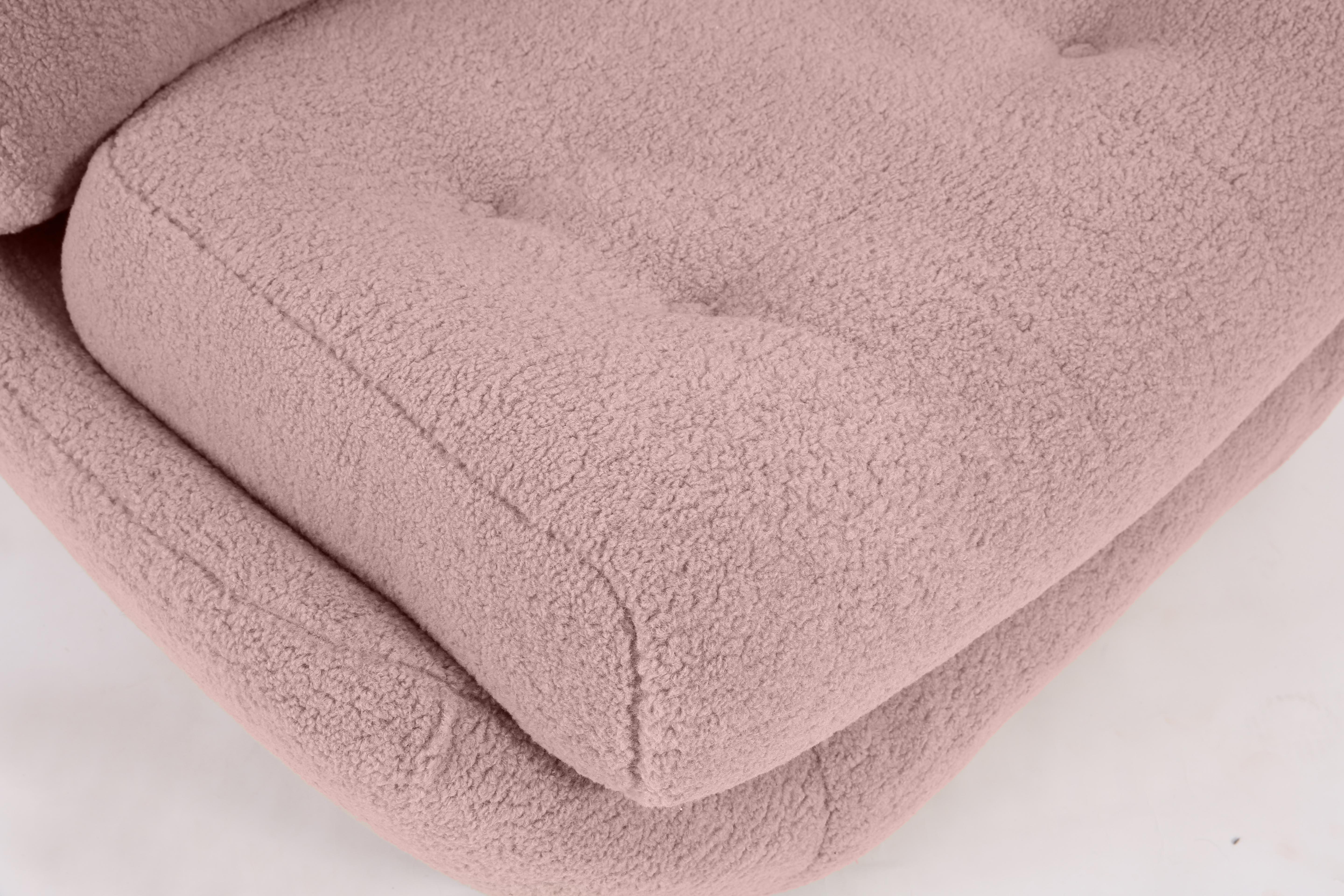 pink boucle couch