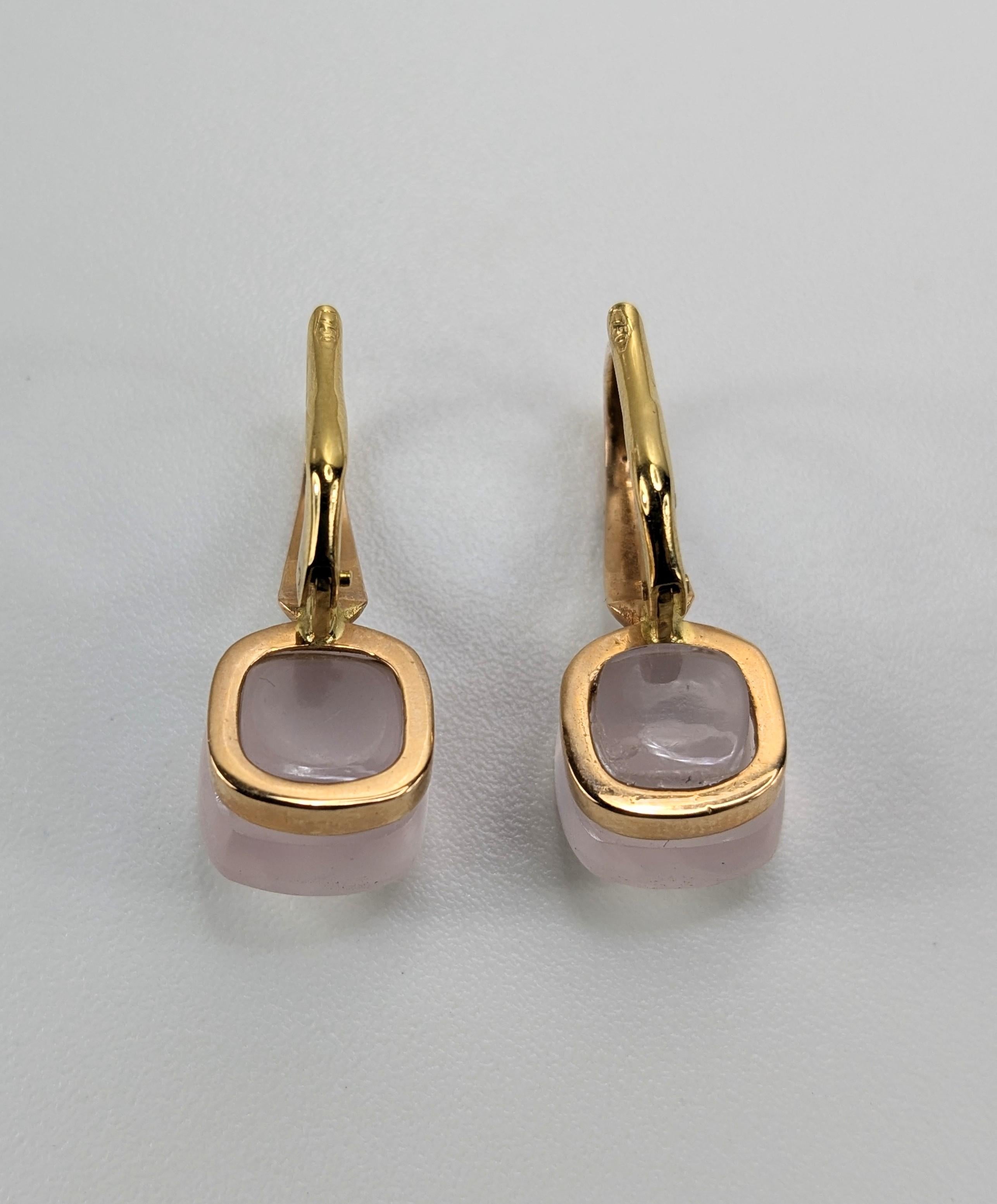 Rosa  Orecchini pendenti in quarzo sfaccettato in oro 18 ct con pavé di diamanti In condizioni Nuovo in vendita a Bilbao, ES