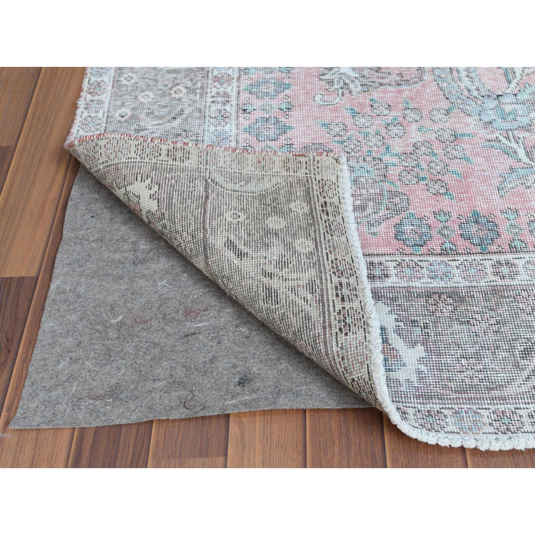 Pink Bohemian Vintage Look Persian Tabriz Medallion Oriental Rug In Good Condition In Carlstadt, NJ