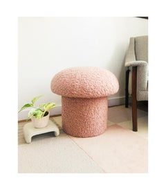 Pink Boucle Mushroom Ottoman