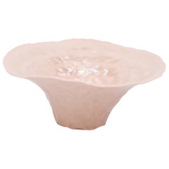 Pink Bowl with Exaggerated Lip and Pearl Luster Accent