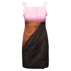 Vestido Akris Rosa y Marrón sin Mangas Color Block Talla US 2