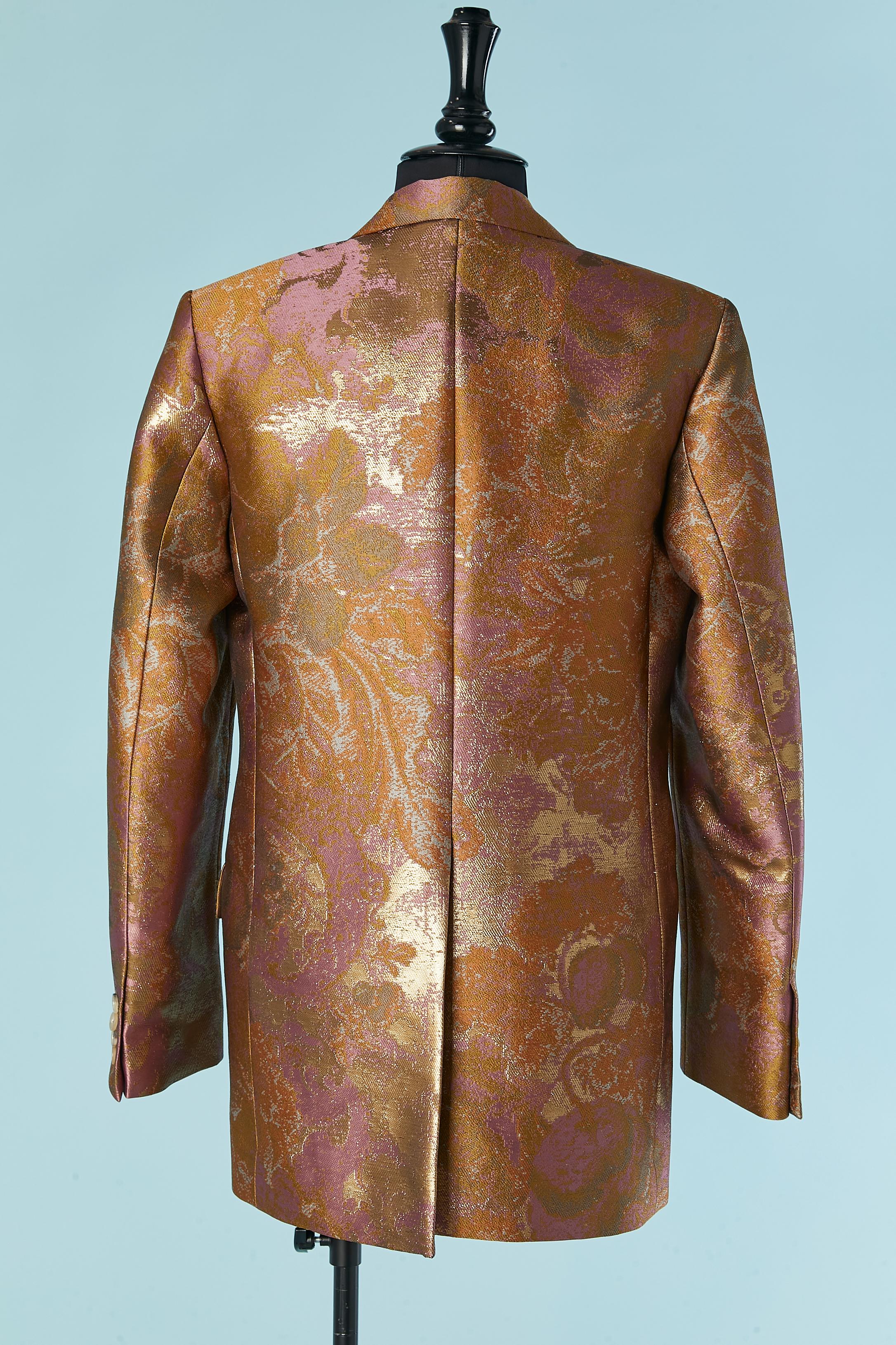 Einreihige Jacke aus rosa, braunem und goldenem Jacquard von Dries van Noten 1
